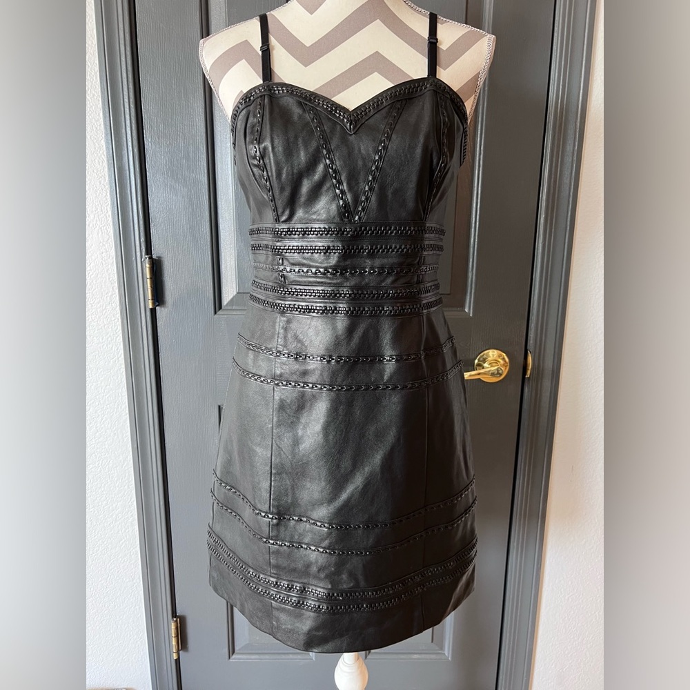 Guess Faux Leather Dress with adjustable and removable straps. Size-8